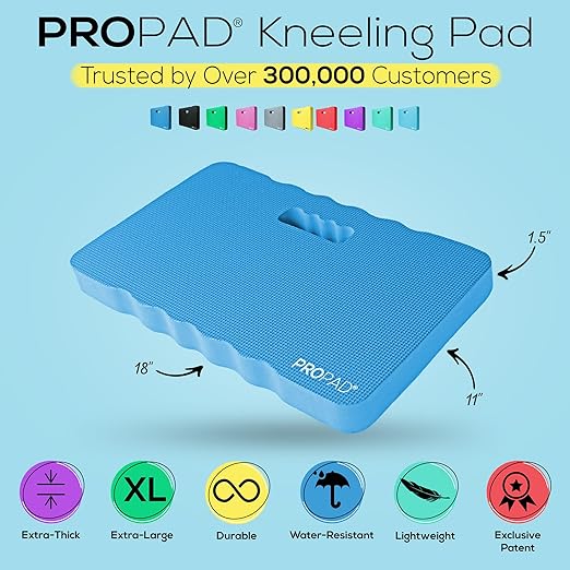 RED Home Club Thick Kneeling Pads, Garden Kneeler for Gardening, Bath Kneeler for Baby Bath, Kneeling Mat for Yoga, Knee Pad for Work, Extra Large (XL) 18 x 11 x 1.5 Inches, Blue (Pack of 2)