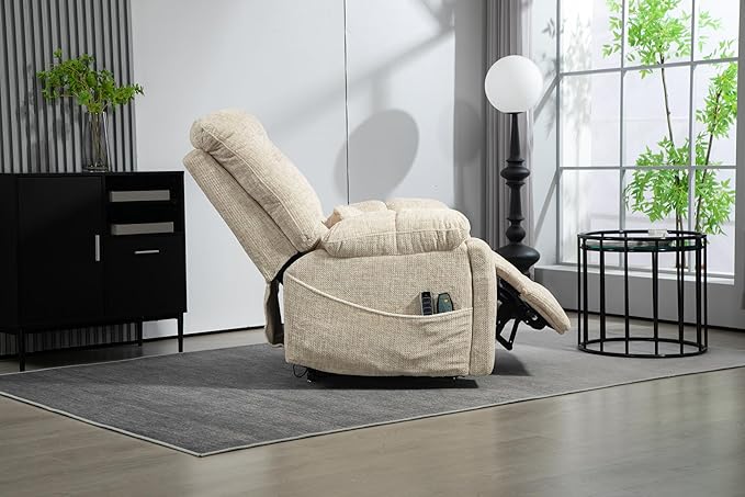 27in Extra Wide Recliner Chair for Big Man 400lbs, Oversized Power Lift Chair with Heat and Massage Hidden Cup Holder, Adjustable Headrest, Backrest, Lumbar & Footrest for Elderly, Cream