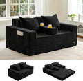 MAXYOYO Loveseat Sofa Bed, 64" Foldable Floor Sofa Couch in A Box with 2 Cup Holders, 4 in 1 Convertible Boneless Couch Folding Recliner Sleeper Chair for Living Room, No Assembly Required, Black