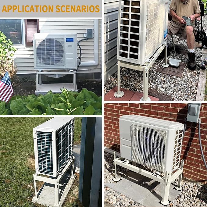 Yarssihha Mini Split Ground Stand for 9000-36000 BTU Ductless Air Conditioners Heat Pumps, Heavy Duty Adjustable Mini Split Stand, Condenser Stand, Max Load: 440LBS
