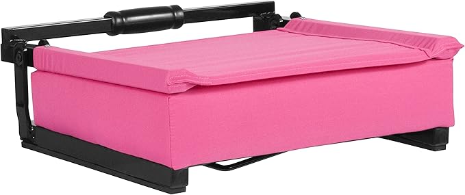 Flash Furniture Grandstand Portable Stadium Seat for Bleachers or Benches, Folding Padded Stadium Chair with Carrying Handle, 500 lb. Weight Capacity, Pink