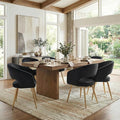 COMULER Black and Gold Velvet Dining Chairs, Modern Dining Room Chairs with Arms Set of 6 Upholstered Accent Chair Armchair with Barrel Back for Kitchen Living Room