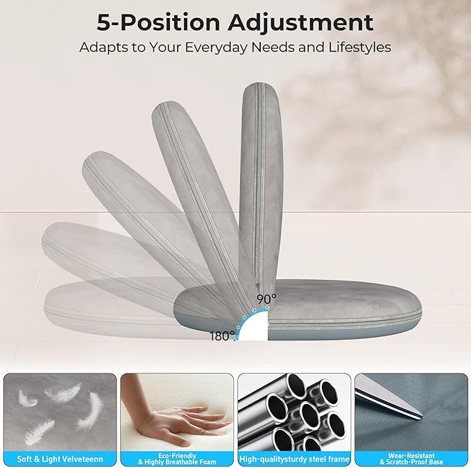 2 Pcs Floor Chair, Meditation Chair, 5-Position Folding Chair with Adjustable Back, Soft Sponge & Velvetean Cover, for Adults and Kids, Indoor Outdoor Use, Meditation, Gaming, Camping, Gray