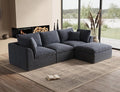 ohllob 110 Inch Cloud Sectional Couches for Living Room, Convertible L Shaped Couch with Ottoman, 3 Seater Modular Sectional Sofa, Grey