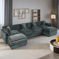 Aoowow Modular Sectional Sofa Modern Convertible U Shaped Couch,147.2 Inch Deep 4-Seater Sofas Set Comfy Chenille Cloud Sofas and Couches with Movable Ottoman for Living Room Apartment（Grey）