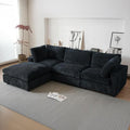 WJShome Cloud Couch Modular Sectional Sofa,118" Oversized L Shaped Sofa with Ottoman,Plush 4 Seater Comfy Couch with Chaise Convertible Couches for Living Room,Covers Washable&Replaceable (Black)