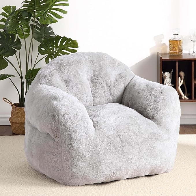 51" Big Bean Bag Chair BeanBag Chairs with Armrests for Adults Kids, Oversized Comfy Chair with Filler Included, Soft Cozy Beanbag Couch Floor Sofa Chair for Living Room Bedroom,Dorm,Grey