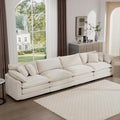 Aoowow Corduroy 4 Seater Sofa Couch,Modern Large Cloud Couches for Living Room,Tufted Modular Sectional Cloud Sofas with Deep Seat,Oversized 4 Seat Sofa Set (Beige, 4 Seater)