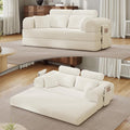 ZQRhome 2026 Upgrade Convertible Sofa Bed, 79 Inch Boneless Couch with Fixed-Shape Frame, Corduroy Fabric with High Backrest, Floor Sofa Modular Futon Couch for Living Room Bedroom Lounge (White) | High Backrest, No Assembly, Convertible Sofa, Space-Sa...