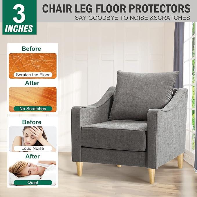 FoDau770 Rubber Wood Furniture Legs 3 Inches, Straight Tapered Wood Feet Mid Century Sofa Legs Set of 4, 5/16" UNC Furniture Feet Replacement Parts for Cabinet Couch Dresser Chair Ottoman Table