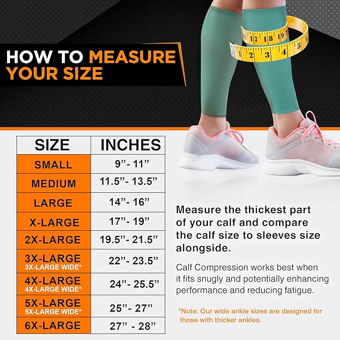 Doc Miller Compression Calf Sleeve for Men & Women – 20-30mmHg Graduated Support for Running, Shin Splints, Calf Strain – Knee High, Small to 6XL Plus Size