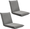 BestComfort Set of 2 Folding Floor Chair 6-Position Adjustable Meditation Chair Video Gaming Chair for Reading TV Watching, Portable Floor Seat Lounge Sofa Chair for Kids Teens Adult, Grey