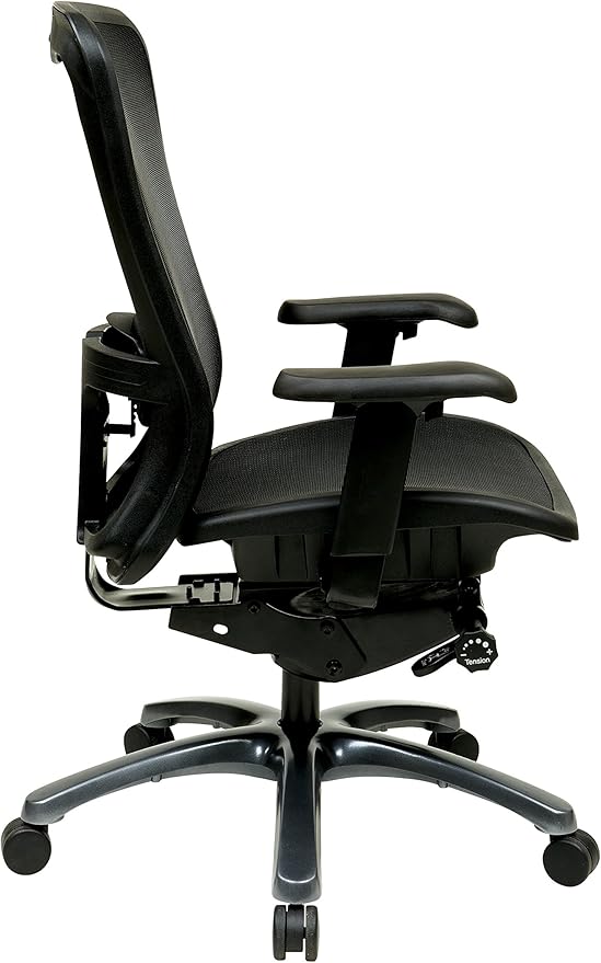 Office Star ProGrid High Back Breathable Back and Seat Manager's Office Chair with Adjustable Lumbar Support, Black