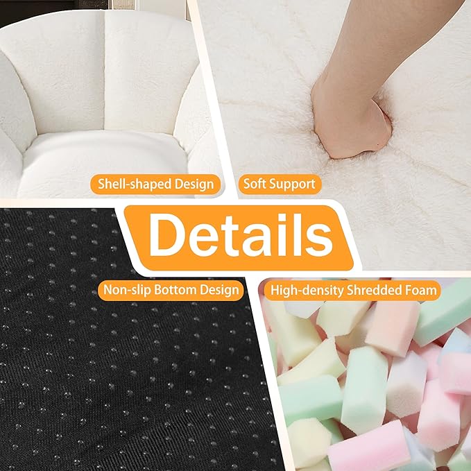 HABUTWAY Bean Bag Chair, Oversized Shell-Shaped Bean Bag Couch with Ottoman, Giant Beanbag Chair for Adults and Kids, Comfy Bean Bag Sofa & Footstool, Large Floor Sofa for Living Room Bedroom, Beige