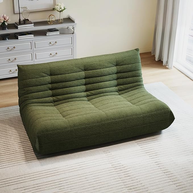 Selyteramy 3 Seat Oversized Bean Bag Chairs for Adults, Memory Foam Fireside Beanbag Couch, Comfy Bean Bag Lounger Lazy Sofa for Living Room, Bedroom, Playroom, Green