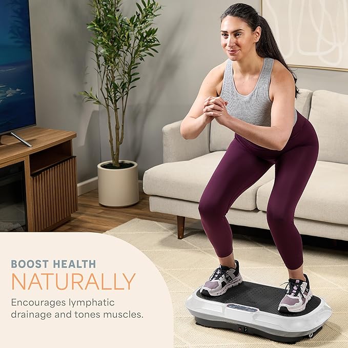 Lifepro Waver Vibration Plate Exercise Machine for Lymphatic Drainage, Muscle Activation, Full-Body Workout Vibrating Platform with Loop Bands, Fitness Equipment for Strength Toning & Fat Loss