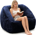 SUNBURY 47.2" L-Shaped Bean Bag Chair with Arms, Memory Foam Filled Lazy Sofa with Portable Handle & Side Pocket, Plush Floor Chair for Adults, Game Room, Bedroom, Living Room (Blue)