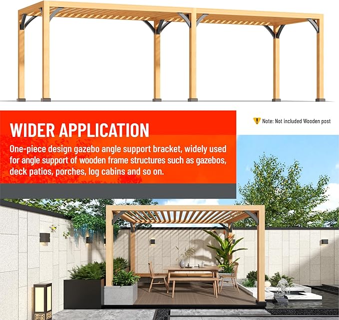 Uphode Heavy Duty Integrated Arc 4''x4''(Actual Tube Dia: 3.2''x 3.2'') 45 Degree Angle Support Pergola Brackets Q235-Steel 2Pack
