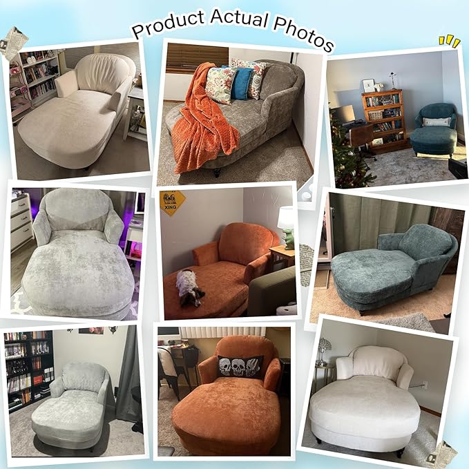 Chaise Lounge Chair Indoor with Pillows - Linen Fabric Comfy Reading Chair Bed, Upholstered Modern Small Couch Sofa Bed for Living Room, Bedroom & Apartment (Brown)
