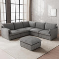 Gtilzria Waterproof Cloud Sectional Couches for Living Room,High Backrest Down Filled Couch,6 Seater Oversized Modular U-Shaped Sofas with Ottoman,Detachable Sofa Covers,Dark Grey