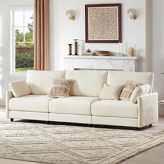 CHITA 107'' Width Modular Sectional Sofa Set, Modern Cloud Couch for Living Room and Apartment, 3 Seat Extra ComftySofa, Removable Cover, Cream