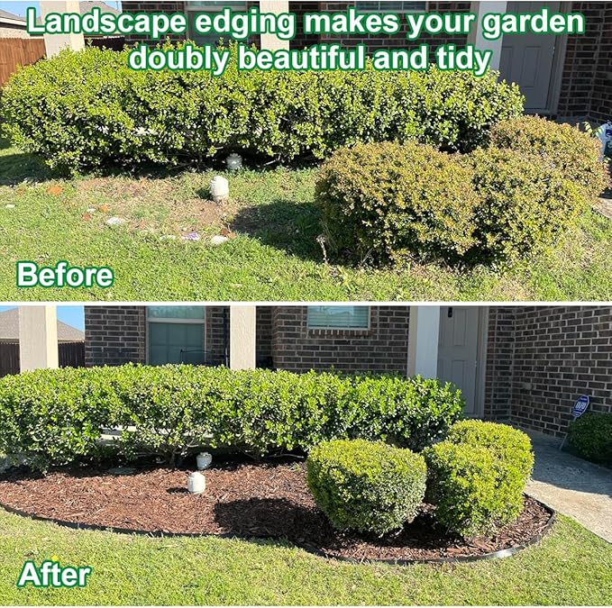 82FT Landscape Edging, 2IN Tall Garden Edging Borders with 125pcs Stakes,Flexible Lawn Edging Border Kit,Mini Plastic Fence for Yard Flowerbeds,Grass
