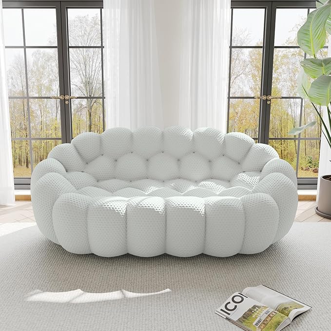 WJShome Bubble Sofa Couch,79.53'' Modern Curved Sofas for Living Room, 2 Seater LoveSofa Lazy Floor Sofa, Large Bean Bag Chair,Deep Seat Floor Sofas Chair Lounge for Office, Apartment,Light Gray
