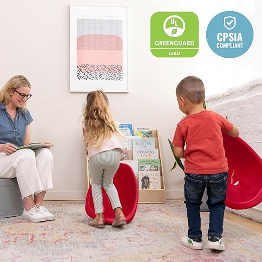 ECR4Kids Leaf Floor Seat, Rocker Chair, Red, 6-Piece