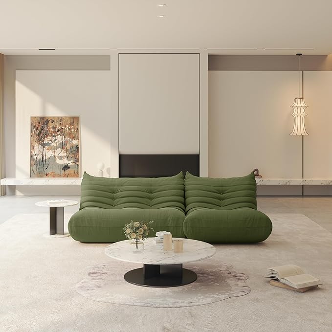 Bean Bag Chair for Adults, Fireside Chair Lazy Floor Sofa, Modern Corduroy Fabric Caterpillar Sofa Couch, Armless Foam Lounger Tatami Recliner Bean Bag Couch for Living Room Bedroom Dorm Office