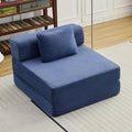 Folding Sofa Bed, Convertible Sleeper Chair with Pillow, Single Sofa with Back Support, Portable Fold Out Chair Cloud Couch Bed, Comfy Floor Sofa Lounge for Living Room Bedroom, Navy Blue