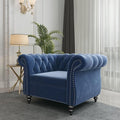 QHITTY Accent Chair, Chesterfield Modern Velvet Upholstered Chair with Tufted Back for Living Room Furniture (Blue)