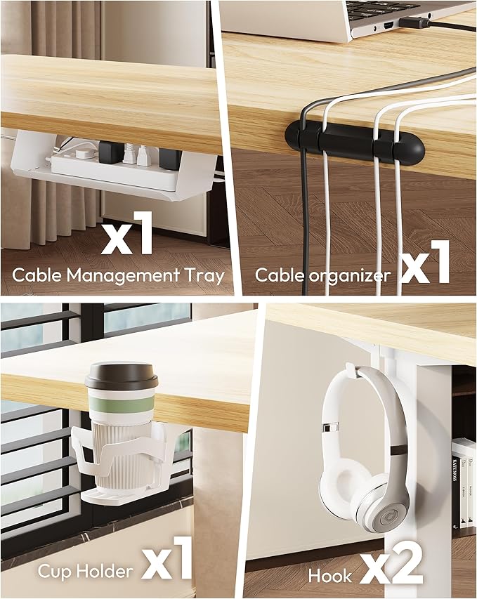SANODESK Standing Desk Height Adjustable Electric Stand up Desk 71x32 Inches Sit Stand Home Office with Splice Board, White Frame/White Wood Grain