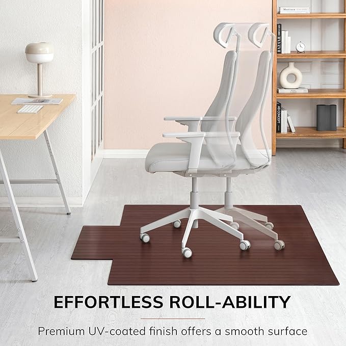 Anji Mountain Office Chairmat Thickest & Sturdy Bamboo Chairmats Highly Premium Quality Anti-Slip Heavy Duty for Multi-Purpose Hardwood Floor Office & Home Floor Protector Office Chair mat-5mm Thick