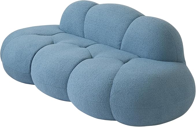 JACH Cloud Shaped Couches for Living Room, Modern Comfy Upholstered Sofa, Cloud Shaped Leisure Sofa, Upholstered Couch for Bedroom, Apartment, Small Space (Blue, No Assembly Required)