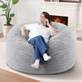 3FT Bean Bag Chair,Giant Bean Bag Chairs for Adults,Big Bean Bags with Memory Foam Filled, Large Beanbag Chairs with Chevron Plush Cover-Light Grey