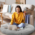 Large Floor Cushion Seating Round Floor Pillow Cushion for Adults Oversized Playroom Pillows Reading Nook Big Pillow for Sitting Meditation Yoga Living Room Sofa Balcony(Gray,Classic)