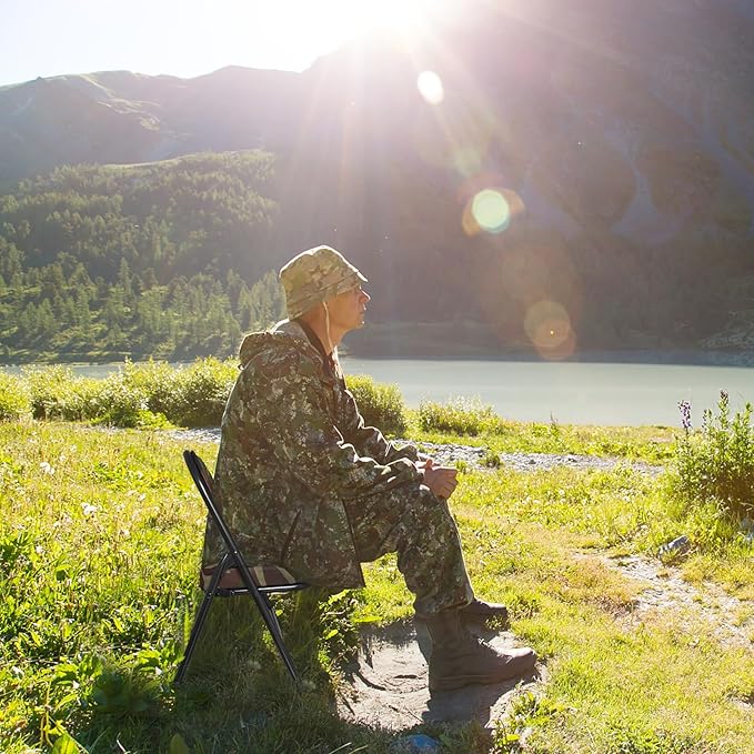 fusehome Mini Padded Folding Chairs, Garage Stool, Portable Camping Chair with Cushion, Lightweight Lawn Chair, for Outdoor Sports Events, Patio, Fishing, Hiking, Hunting, Picnic, Beach (Camo Green)