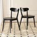 Grewood 100% Solid Oak Wood Dining Chairs,Mid Century Modern Dining Chairs with Rounded Backrest,Kitchen,Dining Room Chairs Set of 1/2/4 (2, Black Color)