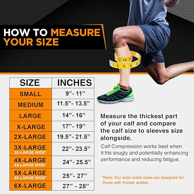 Doc Miller Compression Calf Sleeve for Men & Women – 20-30mmHg Graduated Support for Running, Shin Splints, Calf Strain – Knee High, Small to 6XL Plus Size