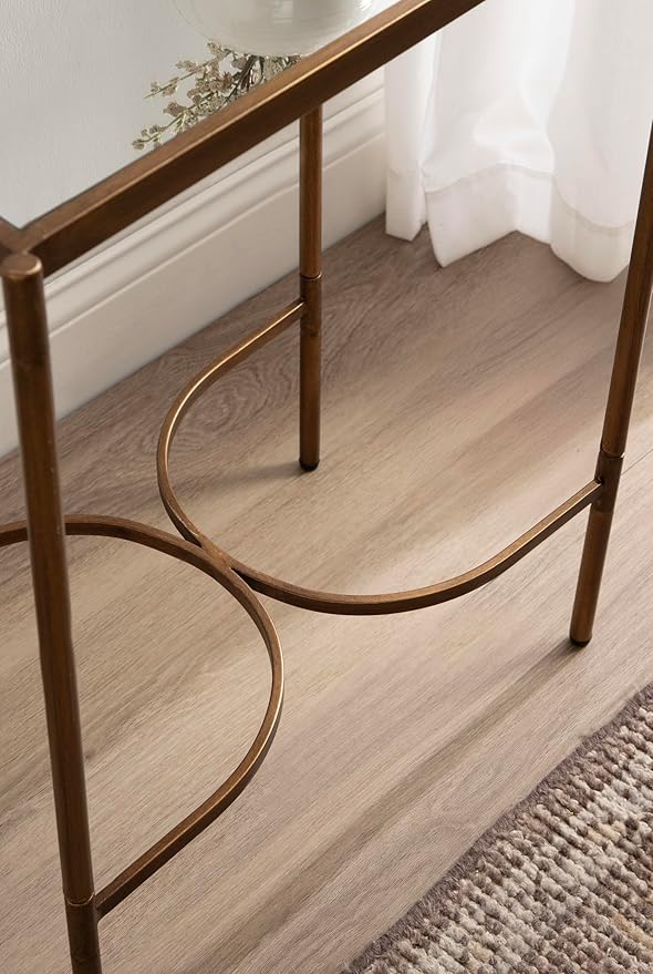 Kate and Laurel Catriona Modern Glam Metal Skinny Side Table, 19 x 11 x 24, Gold, Rectangular Slim Living Room End Table with Unique Geometric Base for Use as Bedroom Accent or Entryway Decor