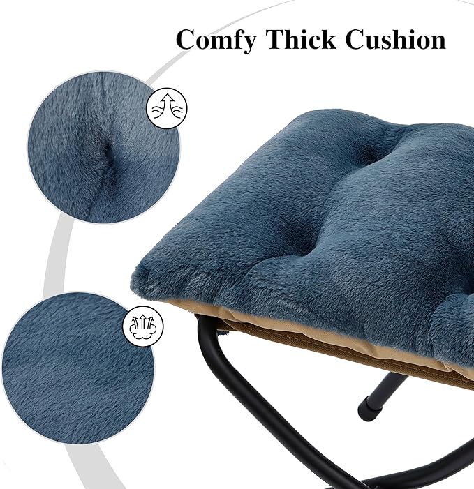 Mordchil HF 15"(H) Folding Ottoman, Foldable Footrest Stool, Portable Small Foot Stool for Couch, Collapsible Foot Rest Ottoman for Sofa, Accent Padded Ottomans for Living Room, Bedroom, Navy Blue