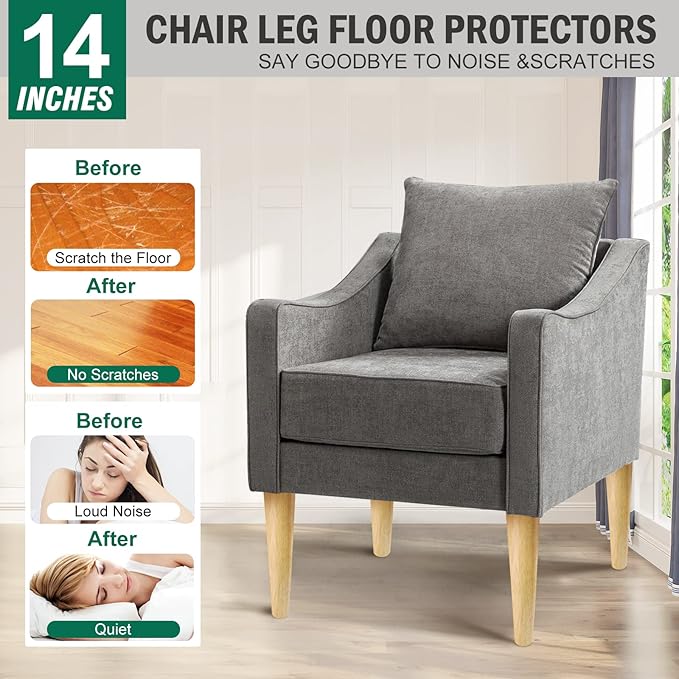 FoDau770 Rubber Wood Furniture Legs 14 Inches, Straight Tapered Wood Feet Mid Century Sofa Legs Set of 4, 5/16" UNC Furniture Feet Replacement Parts for Cabinet Couch Dresser Chair Ottoman Table