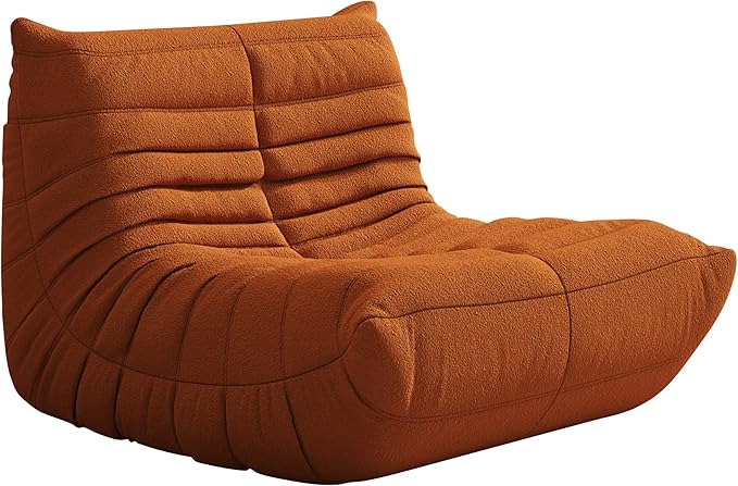 Bean Bag Chair Lazy Floor Sofa, Giant BeanBag Fireside Chair with Memory Foam Filled, Soft Bean Bag Comfy Couch for Teens Adults, Non-Slip Base Floor Lounge Chair, Living Room, Bedroom(Orange, Single)