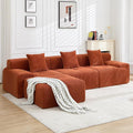 118" Modular Sectional Sofa, Cloud Sectional Couch with Chaise, Modern Boneless L-Shaped Sofas with Deep Seat, Upholstered Comfy Couches for Living Room, No Assembly Required, Plush Corduroy,Orange