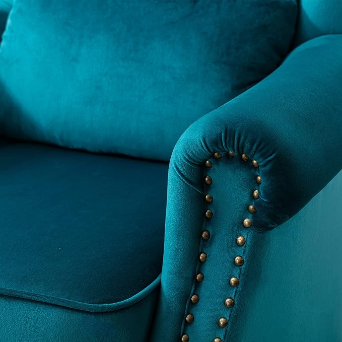 chairus Mid-Century Modern Accent Chair Comfy Single Sofa Chair Channel Back Armchair with Small Pillow for Living Roon Bedroom Club - Velvet, Teal