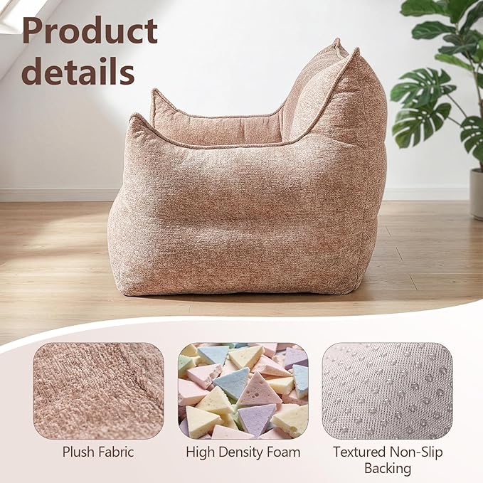 GLCS Bean Bag Chair for Adults,Comfy Reading Chair with Back Cushion,Bean Bag Chairs for Kids,Cozy Chair for Bedroom,Living Room, Apartment