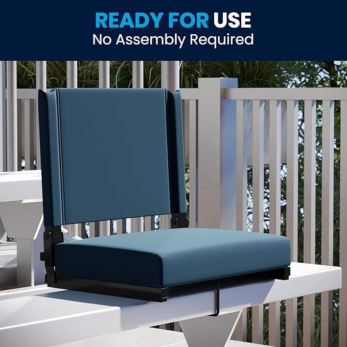 Flash Furniture Grandstand Portable Stadium Seat for Bleachers or Benches, Folding Padded Stadium Chair with Carrying Handle, 500 lb. Weight Capacity, Teal