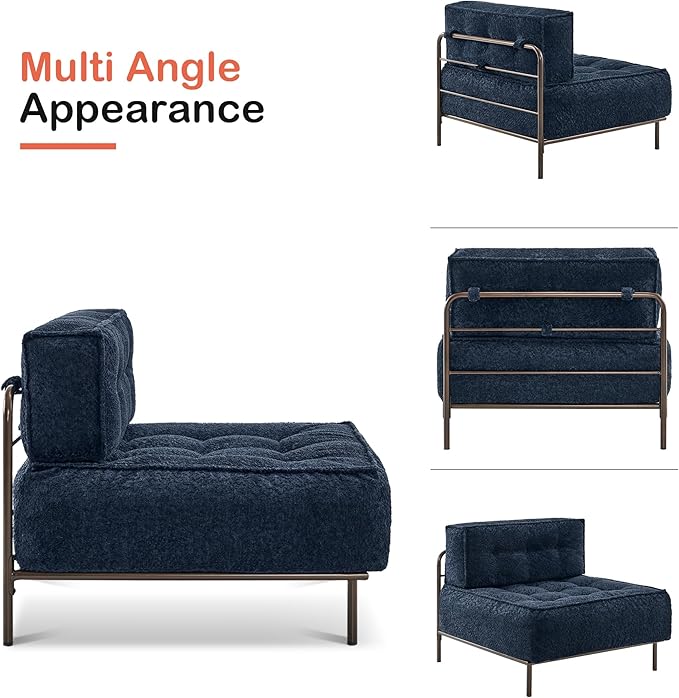 MCombo Modular Sofa Couch with Removable Cushion, Accent Sofa Chair, Upholstered Sofa for Living Room, Apartment, Office (Blue, Three Seats)