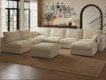 Cloud Modular Sectional Sofa Couch with Storage Ottoman, 128" Oversized Sectional Couches for Living Room, Cloud Modular U-Shaped Sofa with Chaise, 8 Seater, Chenille, Beige