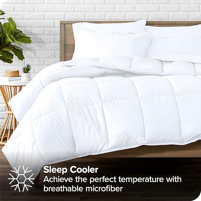Bare Home Bed-in-A-Bag 7 Piece Comforter & Sheet Set - California King - Goose Down Alternative - Ultra-Soft 1800 Premium Bed Set (Cal King, White/White)